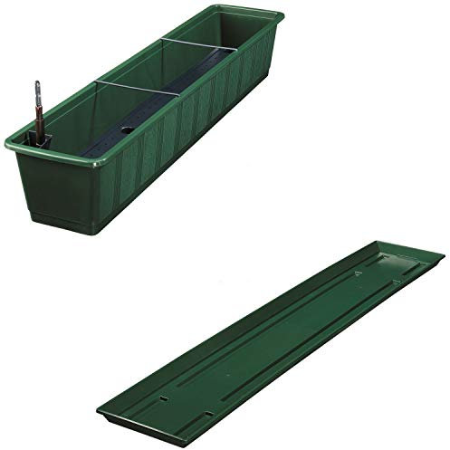 Aqua Green Jardinière de balcon Plus avec arrosage et soucoupe assortie 100 cm dunkelgrün 11