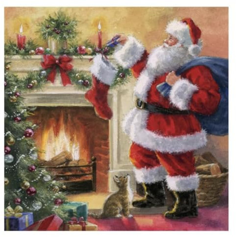 20 Servietten Weihnachten Weihnachtsmann versteckt Geschenke als Tischdeko. Papierservietten mit Motiv. Auch für Decoupage und Serviettentechnik 33x33cm