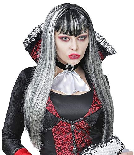 W WIDMANN MILANO Party Fashion 02076 - Perücke Vampirin, grau-weiß, Halloween, Karneval, Mottoparty