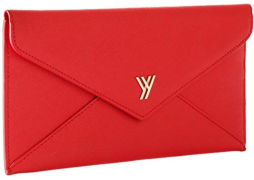 YBONNE Damen Lange Geldbörse RFID Blocking Umschlag Geldbörse aus Saffiano-Leder, Rot/Ausflug, einfarbig (Getaway Solids), Long, Modern