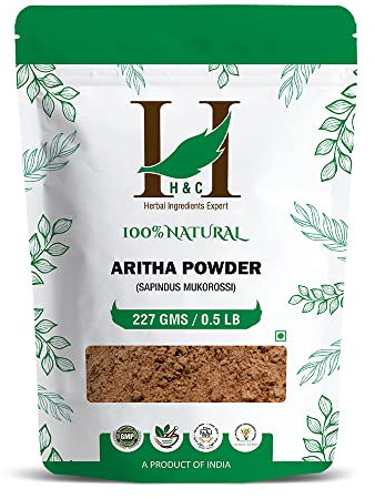 H&C HERBAL INGREDIENTS EXPERT 100 % natürliches Aritha/Reetha/Ritha/Soapnuts (Sapindus Mukorossi) Pulver für seidiges und glattes Haar - Conditioner - 227 Gramm