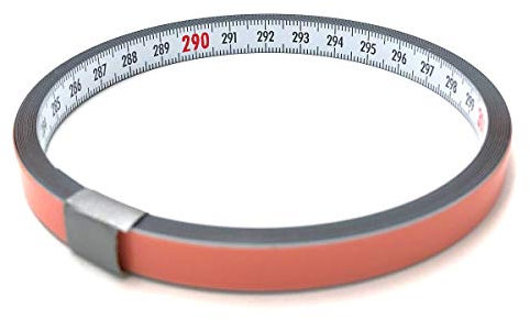 Skalenbandmaß 2m mit Selbstklebefolie - Bezifferung von links nach rechts - Stahl weiß lackiert - Breite: 10mm, mit Duplexteilung - Gehrungsband Anschlagband Rollbandmaß Lineal