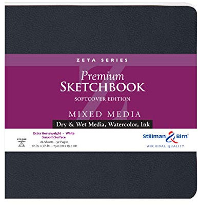 Stillman & Birn Zeta Series Skizzenbuch, Softcover, 19,1 x 19,1 cm, 270 g/m² (extra schwer), weißes Papier, glatte Oberfläche