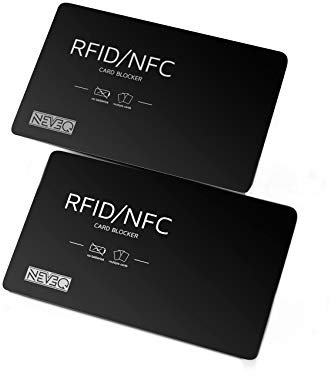 NEVEQ RFID Blocker Karten mit Störsender für Kreditkarten, Bankkarten, Ausweise, Reisepass. Schutzkarte NFC Signal Blockierkarten gegen Datenklau (Schwarz), 2 STK.
