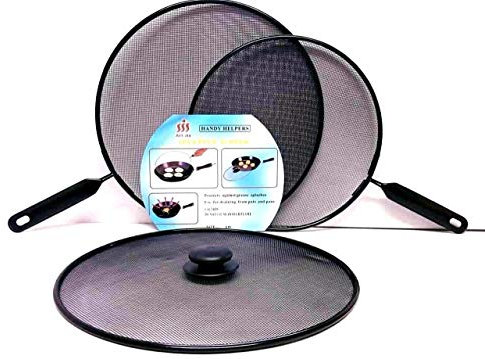 Pack of 3 Splatter Screen Guard Set on Frying Pan Anti Splash Screen Cover Mesh Metal Wired 2X 28 Diameter 1x 24 Diameter