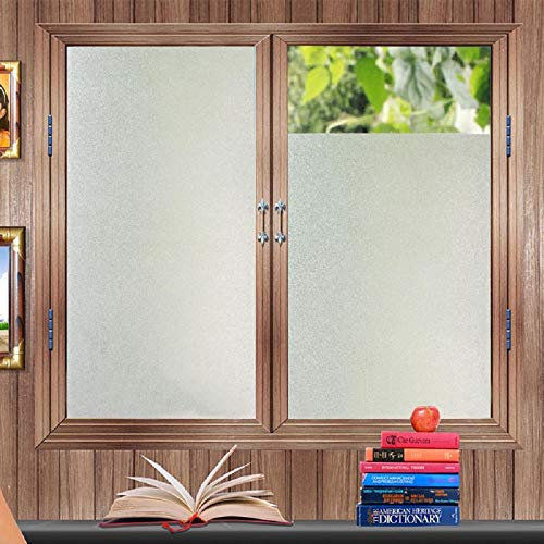 Zindoo Fensterfolie Milchglasfolie Blickdicht Ohne Kleber Gute Privatsphäre Schutz Sichtschutzfolie für Badezimmer, Duschkabine Sowie Türen, Umkleide und Konferenzräume 90 x 300CM