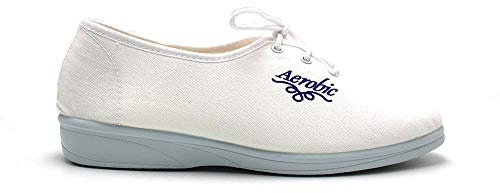 ALCALDE - Zapatilla cerrada blanca clásica de casa con cuña, cordones y suela de goma, para: Mujer color: BLANCO talla:36