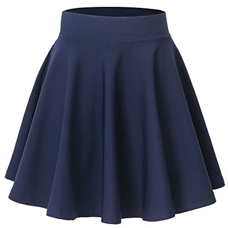 Hoerev Frauen Mädchen Ausgestellter Lässiger Mini Schule Tennis Skater Lässiger Tanzrock,Marine,S