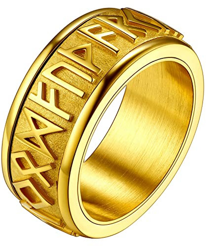 FaithHeart goldener Fingerring für Herren Männer Punk Retro Fingerring drehbarer Mittelring mit Geschenkebox für Geburtstag Weihnachten