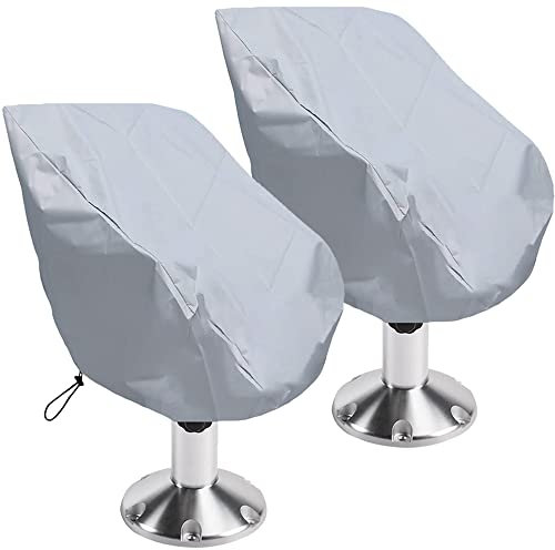 Skyour Outdoor-Boots-Sitzbezug, 2 Stück, wasserdicht, staubdicht, staubdicht, für Podest, Pontoon, Captain Boot, Bank, Stuhl-Sitzbezug für Helm, Stuhl, Schutzbezug (55,9 x 61 x 63,5 cm, 2 Stück, grau)
