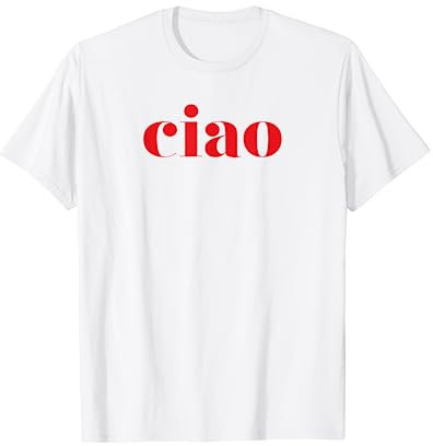 Modern Italy Pride Apparel - Damen - Mädchen - Weiß - T-Shirt mit kurzen Ärmeln - Klein - Buchstabenmuster - Ciao - Süßes Italien