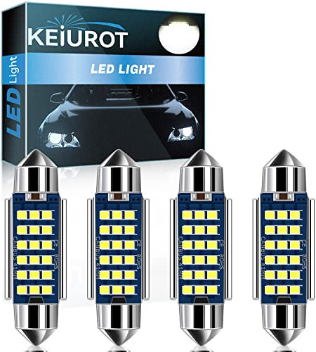 Keiurot 41MM Festoon Led C5W Bulb Canbus Error Free 239 6418 578 LED Festoon Bulb for Car Interior Dome Map Door Courtesy Number Plate Lights White 12V-24V,Pack of 4