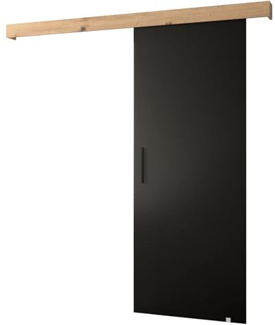 ABIKSMEBLE Salwador 1 Set di Porte Scorrevoli con Copertura del Binario - Porte Scorrevoli per Pareti Interne - Porte per Mansarda ad Incasso - Costruzione Solida - 90 x 204 cm - Nero