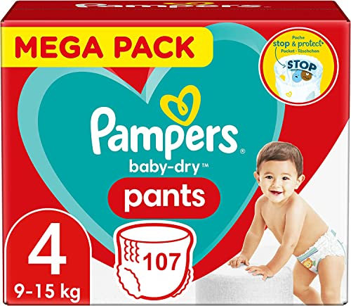 PAMPERS Baby-Dry Windeln, Größe 4, 107 Windeln (9 – 15 kg)