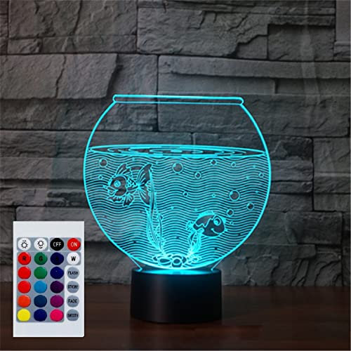 SUPERHONGJIHAO Nachtlicht für Kinder, 3D-Aquarium, LED-Lampe mit Fernbedienung, 16 Farbwechsel Geburtstagsgeschenk für Kinder