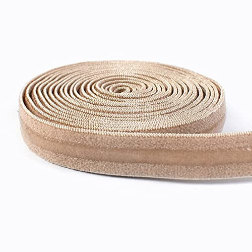 Yalulu 20 Yards Silicone Non-Slip Elastic Band, 10mm Stretch Non-Slip Strap Rubber Band for Underwear, Bra, DIY Craft Accessories (Beige)