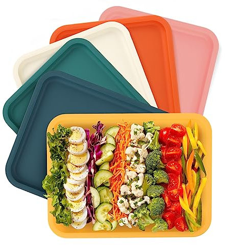 Homavit Bandeja comer, Bandejas de Plástico Rectangulares, Plastico Bandejas para Servir Reutilizable, Apilables Bandejas para Fiestas, Cocina, Desayuno, Fruta /31 * 23cm, (6 pcs)