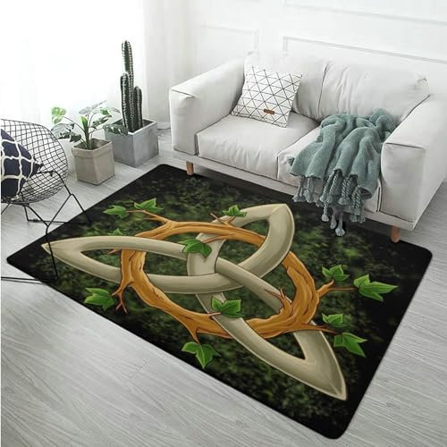 REPALY Tapis de Grande Surface Viking, Tapis de Sol de Chambre à Coucher avec Motif de Nœud Celtique Imprimé en 3D, Doux et Antidérapant Lavable (Color : Celtic Knot G, Size : 100cmx150cm)