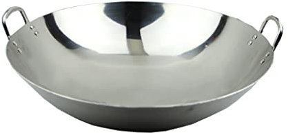 OQHAIR Wok de Acero Inoxidable Pulido de Doble Oreja extragrueso 30 cm 65 cm Wok de Cocina Antiadherente Estilo Chino Wok Hecho a Mano Conducción de Calor rápido Adecuado para el hogar y