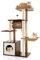 GYMAX Modern Wooden Cat Tower - 127cm Tall with Scratching Posts, Cat Tunnel, Hammock, Condo and Multi-Layer Activity Center for Climbing, Scratching and Sleeping (Brown)