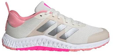 Adidas Everyset - Sneakers da Donna, Bianco Gesso Ferro Metallico Rosa Lucido, 41 1/3 EU