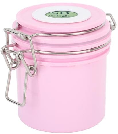 Eyelash Glue Storage Jar with Thermometer Hygrometer, Extend Glue Lifespan, Sealed and Protected, Temperature and Humidity Monitoring (Pink)
