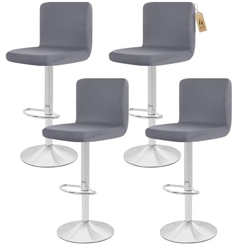 Showgeous 4 Stück Bar Stuhlhussen,Barhocker Abdeckungen Stretch Abnehmbare Esszimmerstuhl Abdeckungen für Kneipentheke,Dining Chair Barhocker Zähler Schonbezüge Esszimmer Stuhl Schonbezug(Hellgrau)