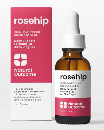 natural outcome Olio Di Rosa Mosqueta 100% Puro Pressato A Freddo Olio Per Il Viso Di Semi Di Rosa Mosqueta - Olio Viso Anti-invecchiamento Per Riempimento, Equilibrio E Idratare 1 Oz