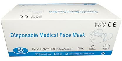 Medigura GmbH Typ IIR Mundnasenschutz Mund-Nasen-Schutz OP-Maske Maske Medizin medizinische Maske blau 50Stück 50 Stück