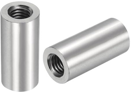 QUARKZMAN 5pz M8 Rotondo Connettore Dadi 304 Acciaio Inox Dado Accoppiatore 30mm/1,18 Lunghezza Manicotto Asta Barra Perno Dado per Staffa M8x30x14mm