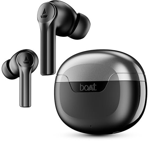 boAt Airdopes 300, Cinematic Spatial Audio, 50HRS Battery, 4Mic AI ENx, Fast Charge, App Support, Low Latency, IPX4, v5.3 Bluetooth Earbuds, TWS Ear Buds Wireless Earphones with mic (Gunmetal Black)