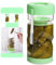 fruui Glass Pickle Jar with Strainer Flip, 36oz Pickle Container with Strainer, Hourglass Pickle Flip Jar with Stainless Steel Fork, Pickle Storage Pickle Juice separator Jar for Olive,onions,gherkin