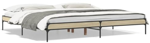 AUUIJKJF Home Items, Bettrahmen Sonoma-Eiche, 180 x 200 cm, Super-Kingsize-Bett, Holz- und Metallkonstruktion, Anzugmöbel