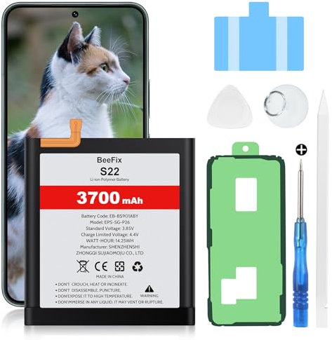 Batteria di ricambio per Samsung Galaxy S22 SM-S901F, 3700 mAh, ad alta capacità per Galaxy S22(EB-BS901ABY) con strumenti di riparazione professionali