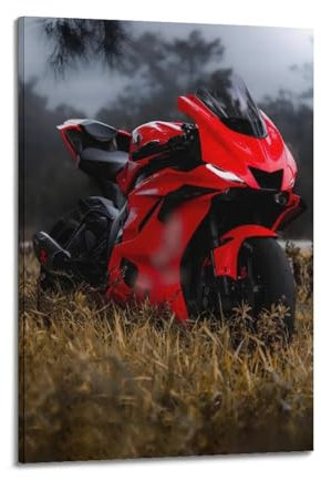 Motorrad-Poster R6, rotes Sportbike-Superbike, dekorative Leinwand, Familienschlafzimmer, Kunstwerk, Bild, Gemälde, 30 x 45 cm