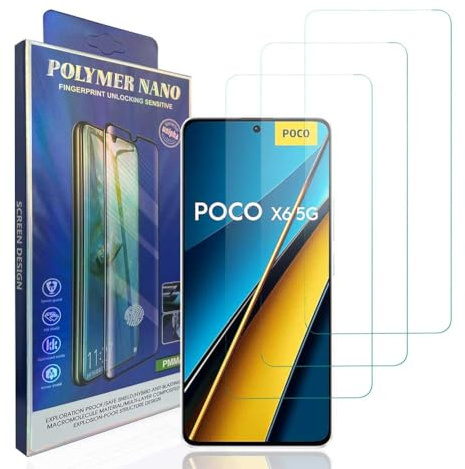 HACIEN Protector de Pantalla para Xiaomi Poco X6 5G, 9H Dureza Cristal Templado móviles película blindada HD película protectora 3 Piezas