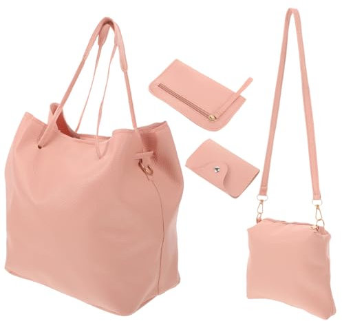 LIFKOME Set Da 4 Pezzi Borsa per suocera alla moda portafoglio Borsetta makeup bag make up bag shoulder bags sling bag bag portamonete borse nere borse donna borsa per donna pu rosa
