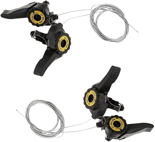 pistro 2 pares de palancas de cambio de 3 x 5/6/7 velocidades para bicicleta MTB, juego de palanca de cambios de aleación de aluminio con cables interiores para bicicletas plegables, de montaña,