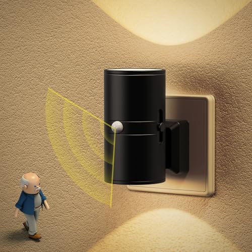 JandCase Luz Nocturna con Sensor de Movimiento, Luz Nocturna Enchufe Regulable 0-100 lm, 3 Modos (ON/AUTO/OFF), Luz Infantil Nocturna, Luz de Noche para Pasillo, Habitación, 3000K Blanco Cálido