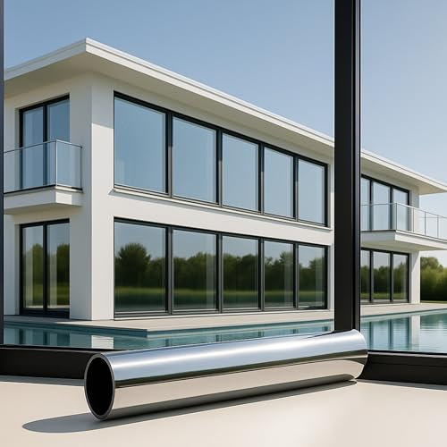 MARAPON® Fensterfolie Sonnenschutz außen ohne Rückstände [0.90x20 m] inkl. eBook vom Profi - Spiegelfolie Fenster Sichtschutz - Sonnenschutzfolie Fenster - Dachfenster verdunkeln