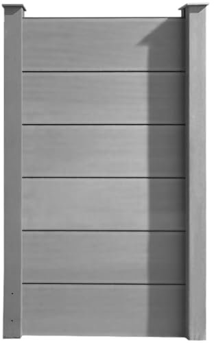 HORI Sichtschutzzaun XXL WPC Sichtschutz Gartenzaun Zaun Lamellenzaun, ohne Pfosten, I 90 x 180 cm I Grau