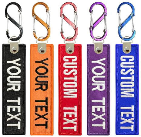 Porte-clés Personnalisé, Porte-clés Brodé Double face, Cadeau Unisexe | couleurs vives variées disponibles, broderie recto verso, Porte-clés pour chambre, sac à dos, voiture, quad, moto.