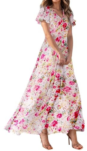Robe Femme Chic Et Elegant, Robe Boheme Femme Mi Longue Fluide Robe Chic Et Elegant Coton Femme Col Rond Robe Grande Taille Manches Courtes Marque Femme Et Ventes Flash Robe Rose L