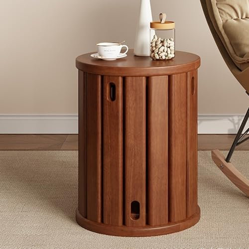 Generisch Stapelbare Hocker, 4er-Set, Vielseitige Möbel, verwendbar als Ottomane, Beistelltisch, Couchtisch oder Nachttisch, Ecknachttisch, Runder aus Massivholz(Brown)