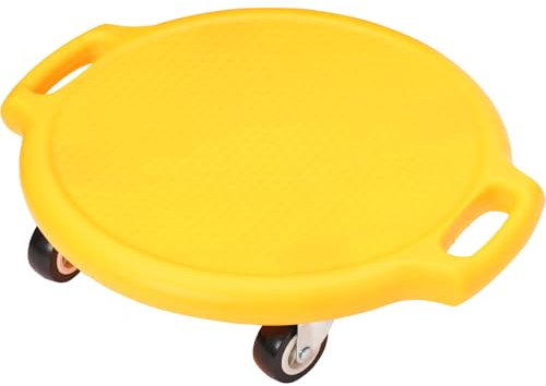 Rollbrett Kinder Kunststoff, Balance Board mit Haltegriffen und Flüsterrollen, Kinder Sportgeräte Indoor Outdoor, Fördert Gleichgewicht und Motorik, Rollbrett für Jungen und Mädchen ab 3 Jahre(Gelb)