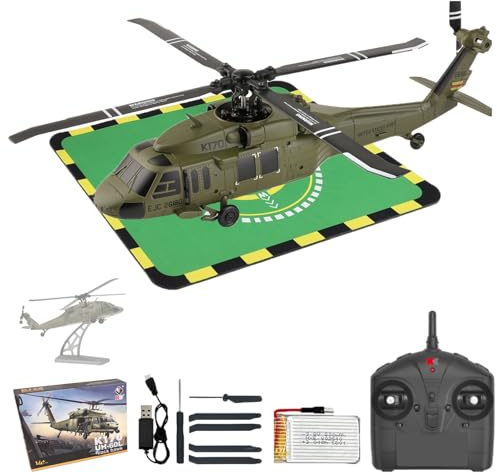 Hylukon WLtoys K170 RC Helicopter, 4CH 2.4GHz Fixed-Wing Aircraft RTF with 6-Axis Gyro, One-Key Stunt & Altitude Hold, Crash-Resistant, Outdoor/Indoor Helicopter for Beginner Teens Adults