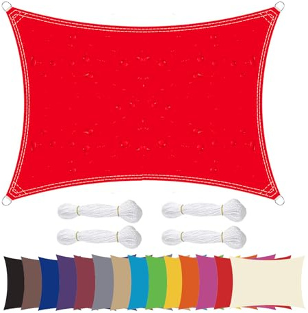 Lingle888 Sonnensegel Sonnenschutz Sonnendach Wasserdicht 98% UV-Schutz Balkon Viereck Rechteck Quadrat Winddicht 8Tage Transport 420D 10Farbe 25Größe Rot 3x3m