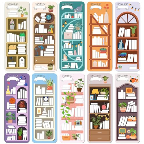 JSRQT 30 Stück Papier Lesezeichen Set Bücherregal Design Lesen Seitenmarkierungen Buch Tracker Doppelseitig Steifes Bookmark Bibliothek Karte Leseliste Ästhetische Buchmarker für Buchliebhaber