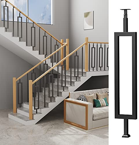 Black Metal Stair Railing Spindles - DIY Railing System Balusters for Deck, Front Porch, Steps, Garden, Outdoor Staircase Makeover