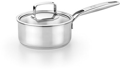 BRA COOKWARE Signature - Sartén baja profesional de 7 pulgadas, 1.4 cuartos de galón, cacerola de acero inoxidable, compatible con todas las estufas, inducción completa, sin PFOA, sin antiadherente